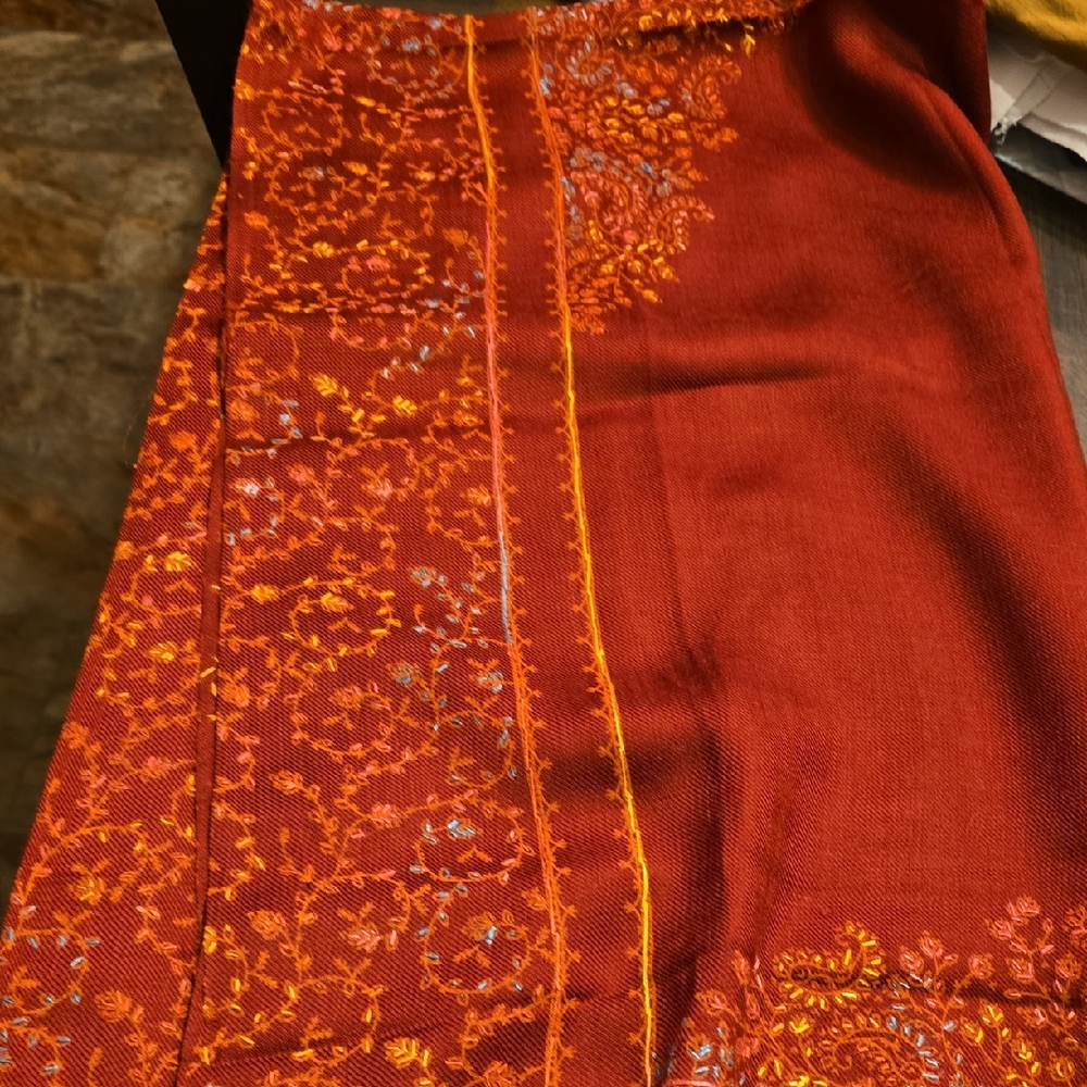 Elegant Orange Embroidered Dupatta